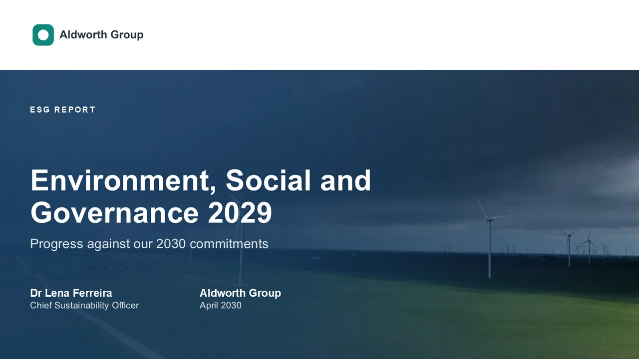 Sustainability & ESG presentation decks — cover of ESG Report