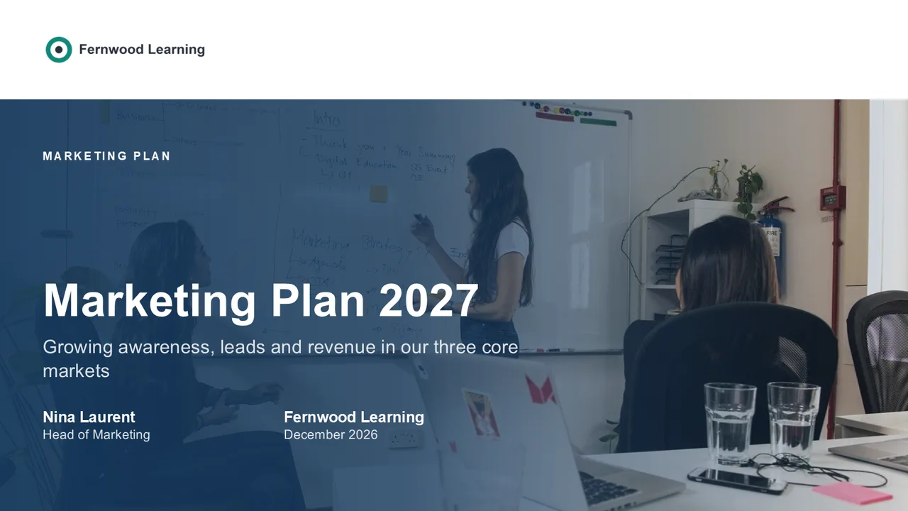 Marketing presentation decks — cover of Marketing Plan