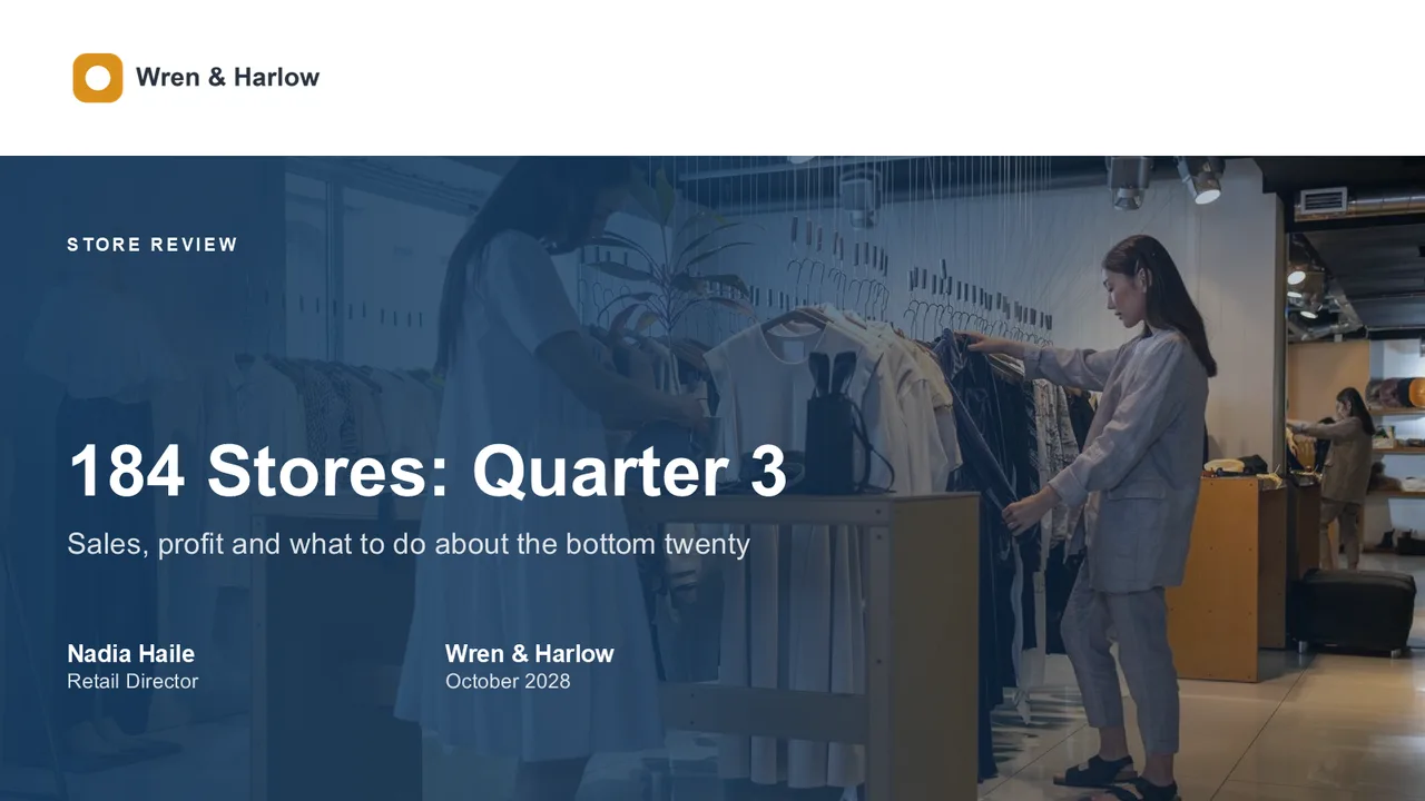Retail & E-commerce presentation decks — cover of Store Performance Review
