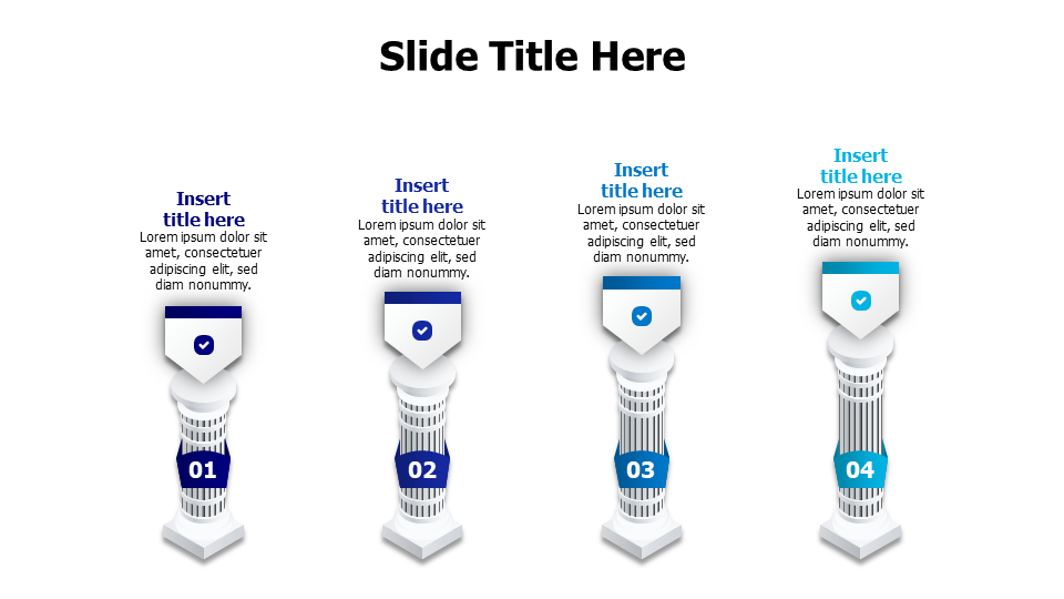 4 points 3D ancient columns infographic PowerPoint Template
