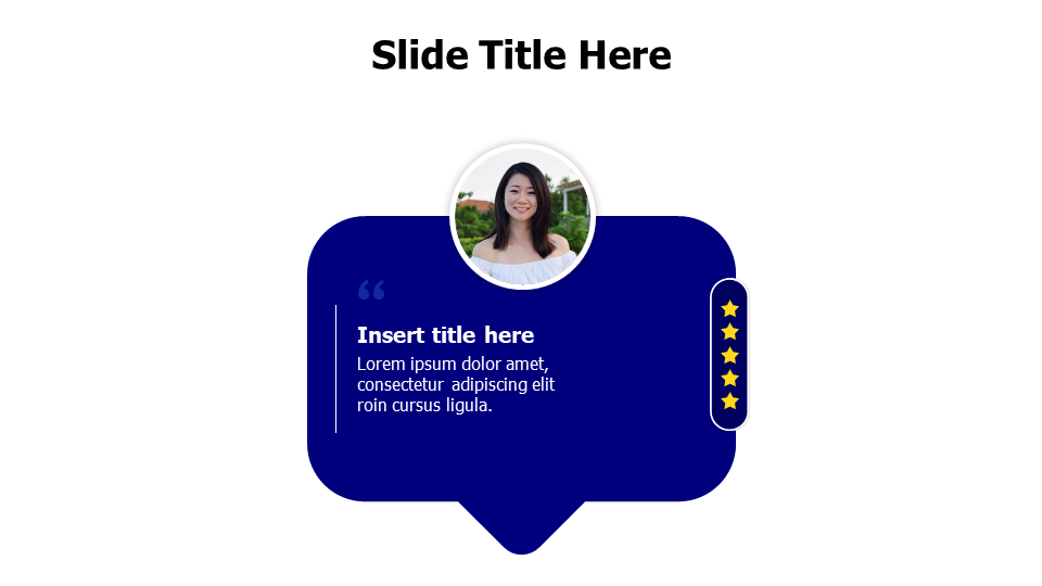 1 testimonials square speech bubble with picture and stars