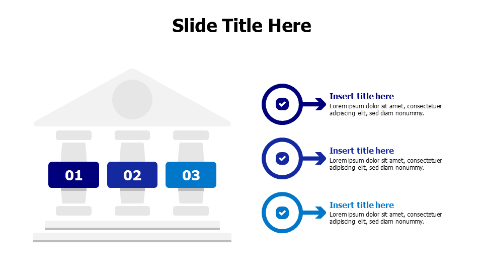 3 points court with icons infographic PowerPoint Template
