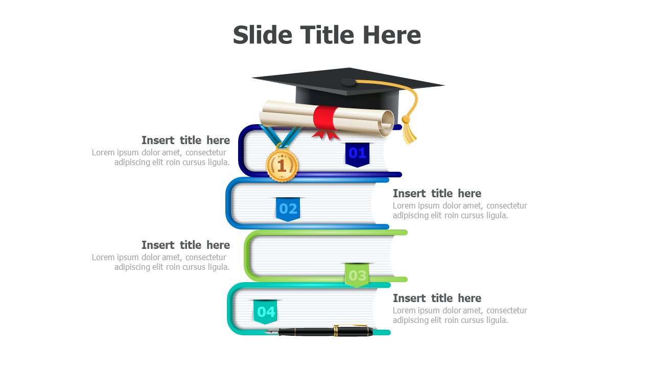 4 points books education infographic PowerPoint Template