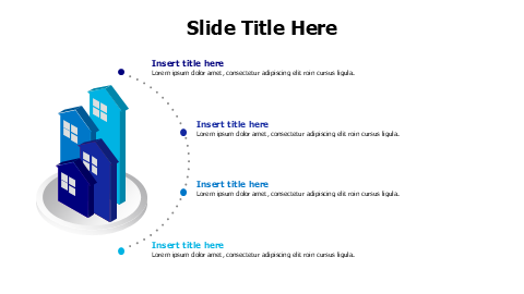4 points 3D houses infographic