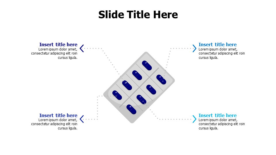 4 points from tablets tape infographic PowerPoint Template