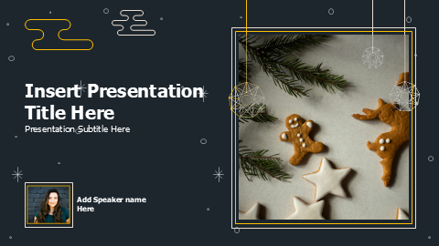 Christmas minimal outlines dark cover theme PowerPoint Template