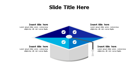 4 points divided graduation hat infographic PowerPoint Template