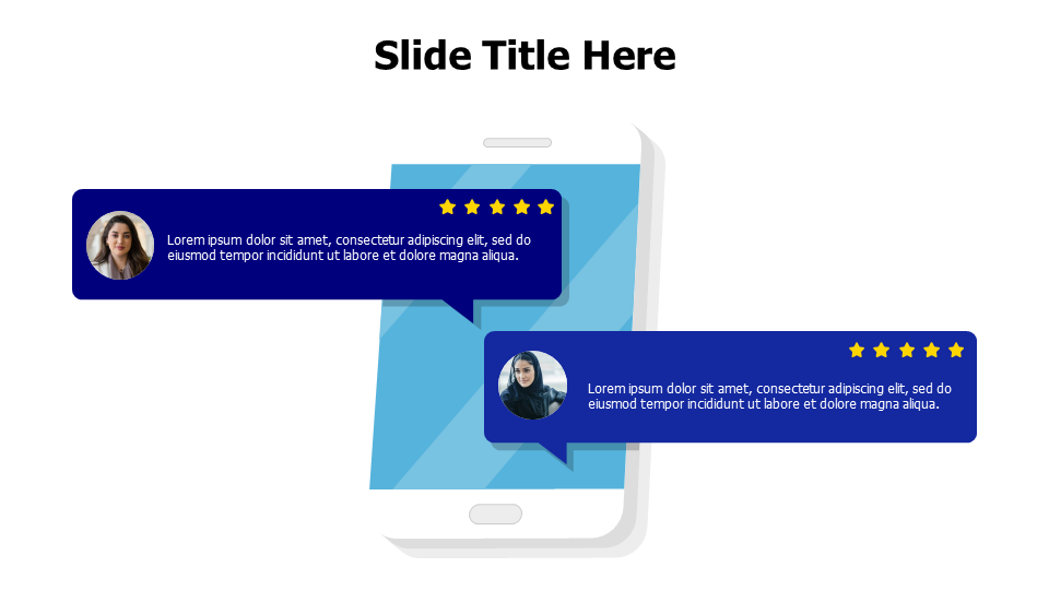 2 speech bubbles testimonials from a phone infographic