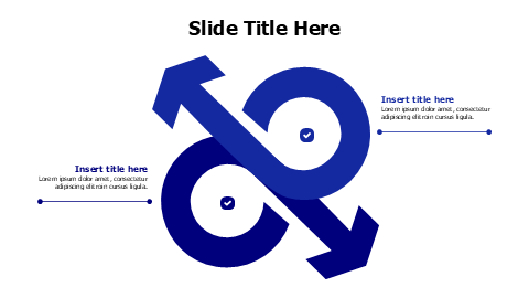 2 points colored opposite arrows infographic