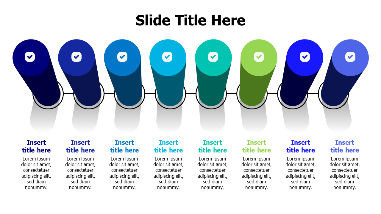 8 steps 3D columns infographic