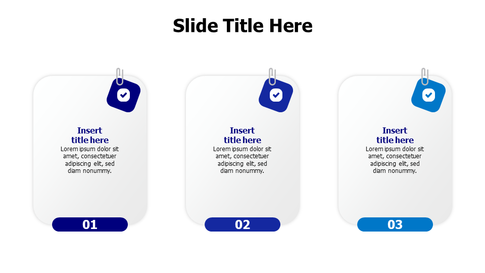 3 points white blocks with pinned icons infographic