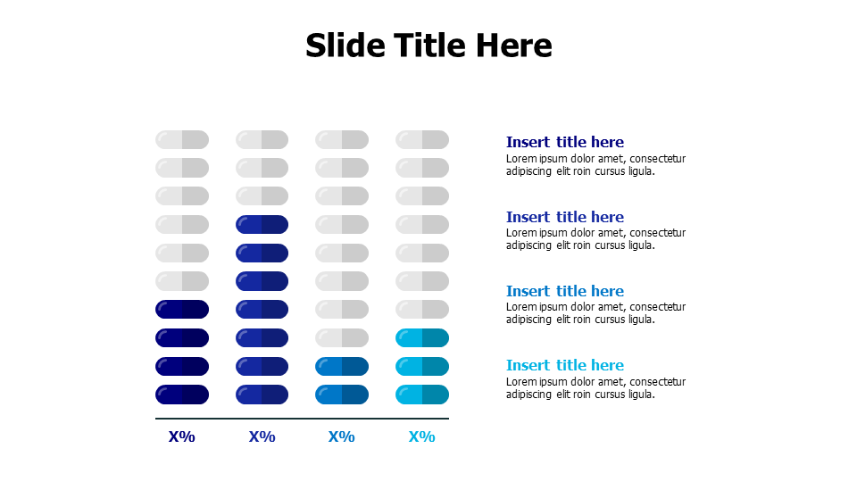 4 points par chart with pills infographic PowerPoint Template
