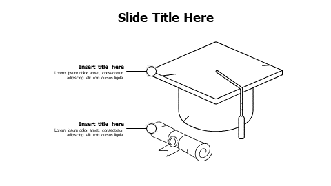 2 points outline graduation hat and certificate infographic PowerPoint Template