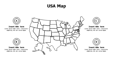 4 points outline United States of America infographic