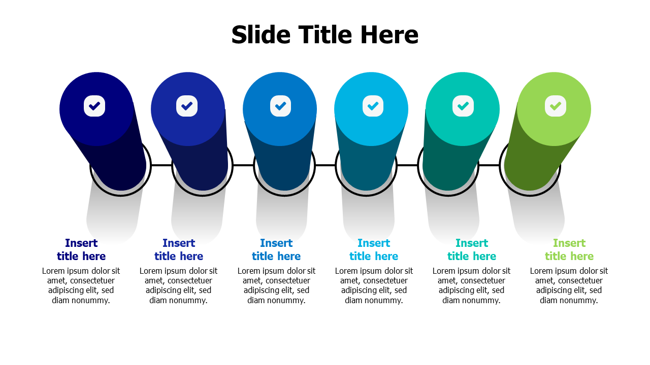 6 steps 3D columns infographic