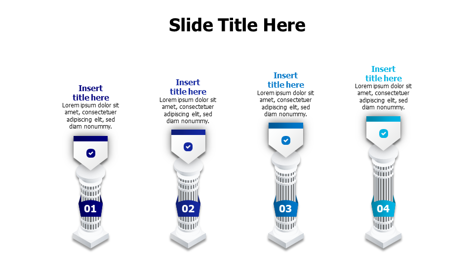 4 points 3D ancient columns infographic