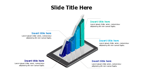 5 points 3D chart from a tablet infographic