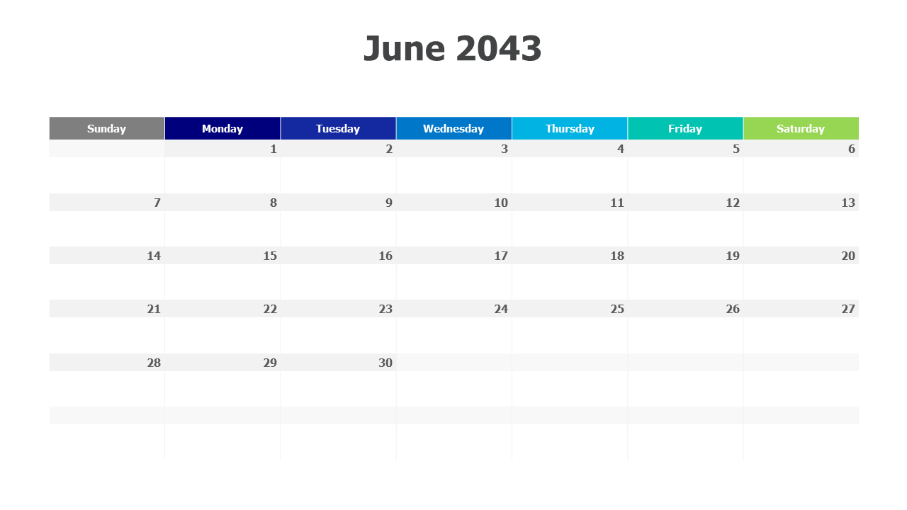 June 2043 calendar