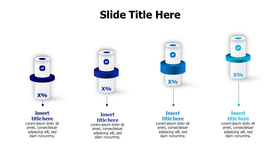 4 points 3D cylinders with colored rings infographic