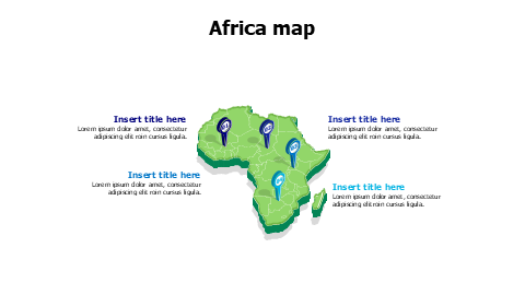 3D Africa map with location pins