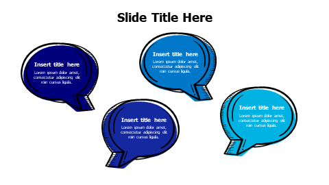 4 points sketchy colored doodle speech bubbles infographic