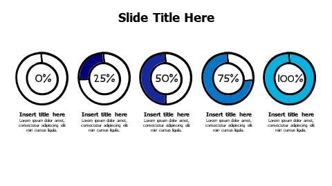 5 points different filling circles with percentage infographic