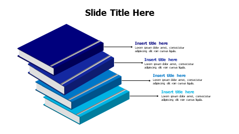 4 points 3D colored overlayered books infographic
