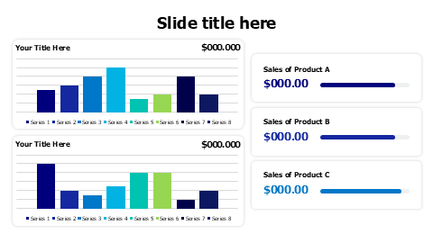 2 colored column charts dashboars with meters