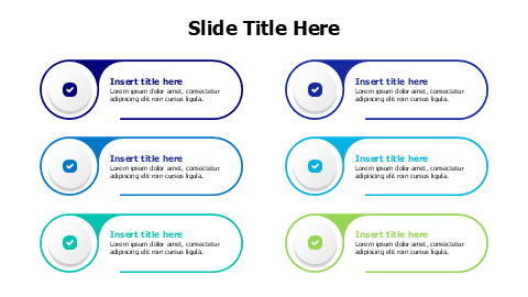 6 points agenda colored blocks infographic