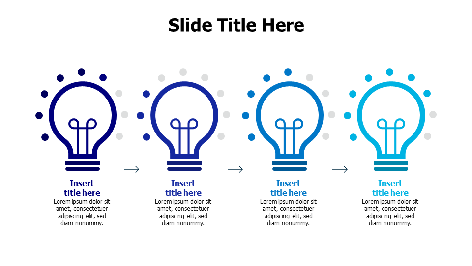 Four Stage Light Bulb Process Timeline | Bulb | PPT Design