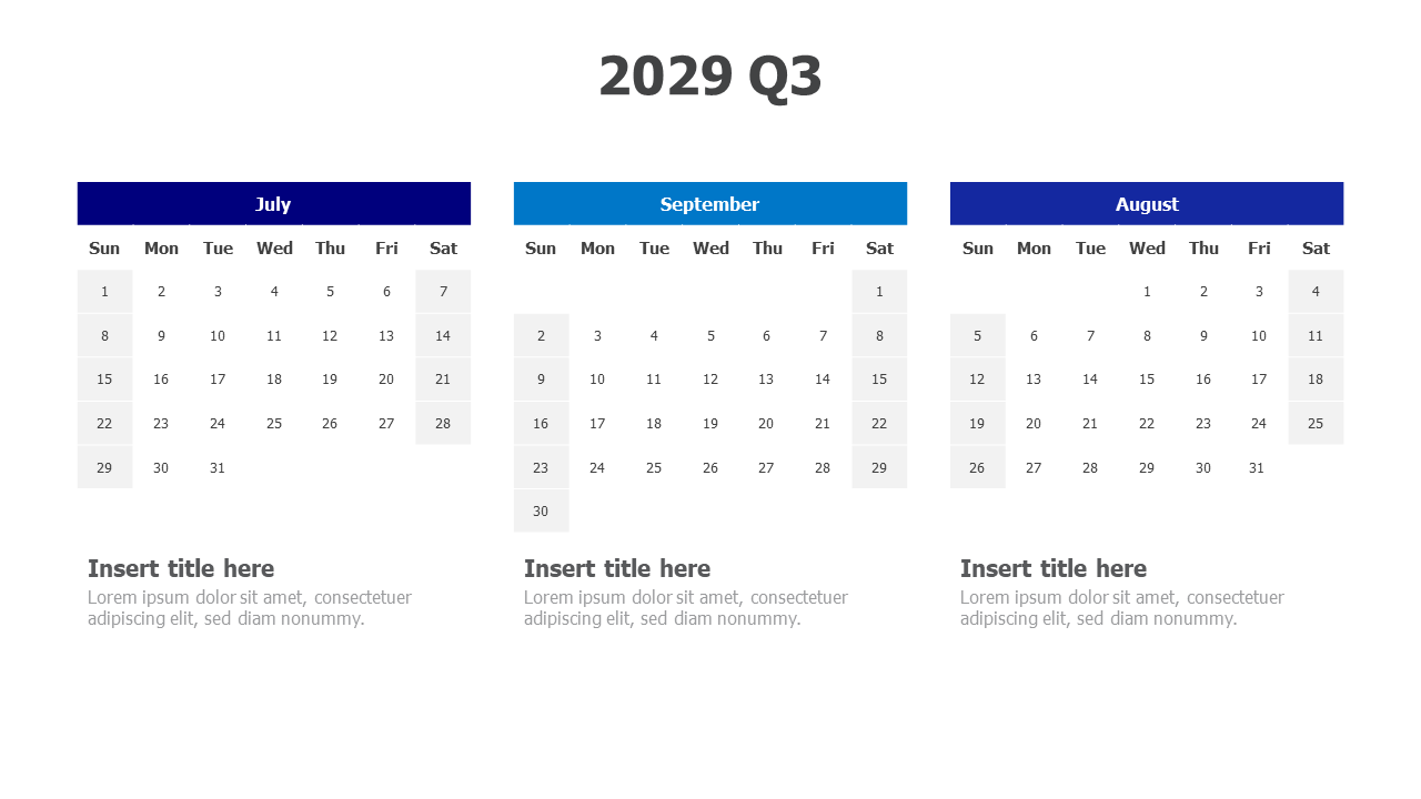 2029 Q3 Calendar