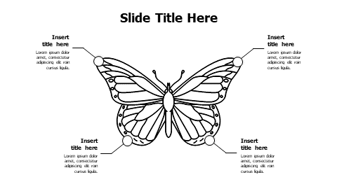 4 points outline butterfly infographic