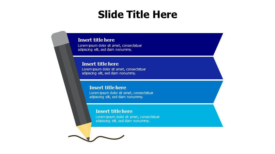 4 colored stripes with a big bencil infographic