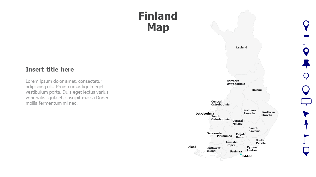 Map,Editable map,pins,countries,counties,infographics,continent,powerpoint,powerpoint infographics,Google slides,Keynote,Finland Map