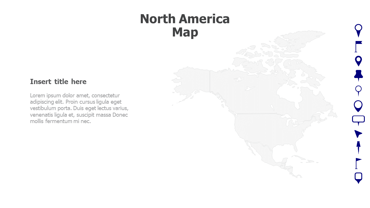 Map,Editable map,pins,countries,counties,infographics,continent,powerpoint,powerpoint infographics,Google slides,Keynote,North America Map