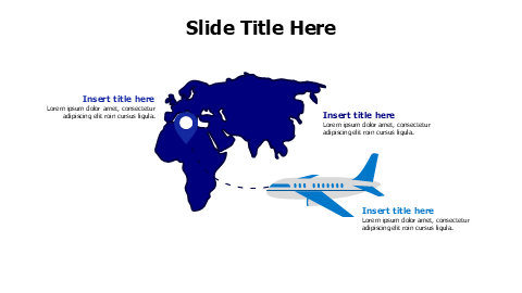 3 points colored map with plane infographic