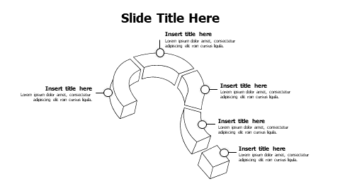 5 points divided outline question mark infographic