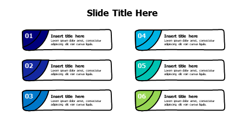 6 colored doodle stripes agenda infographic