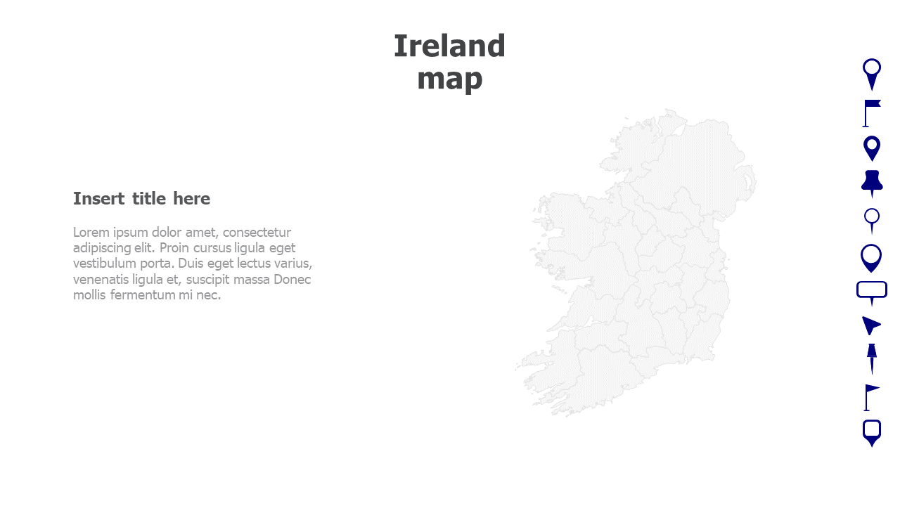 Map,Editable map,pins,countries,counties,infographics,continent,powerpoint,powerpoint infographics,Google slides,Keynote,Ireland map