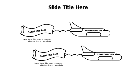 2 points flying airplanes with titles infographic