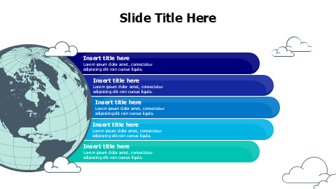 5 points colored stripes with planet earth infographic