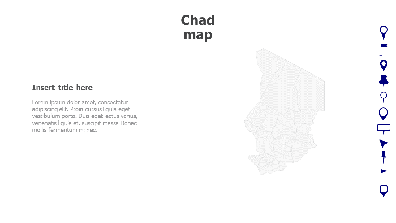 Map,Editable map,pins,countries,counties,infographics,continent,powerpoint,powerpoint infographics,Google slides,Keynote,Chad map