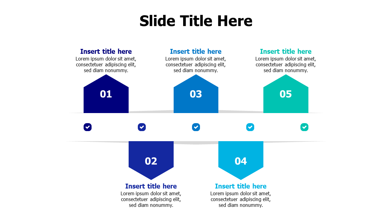 5-Step Hexagonal Arrow Process Flow