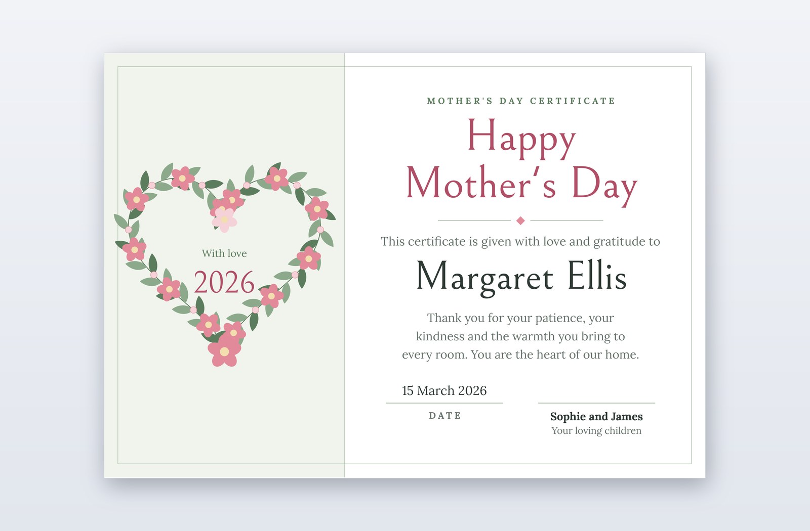 Free Mother's Day Certificate Template – Bower | PPT-Design