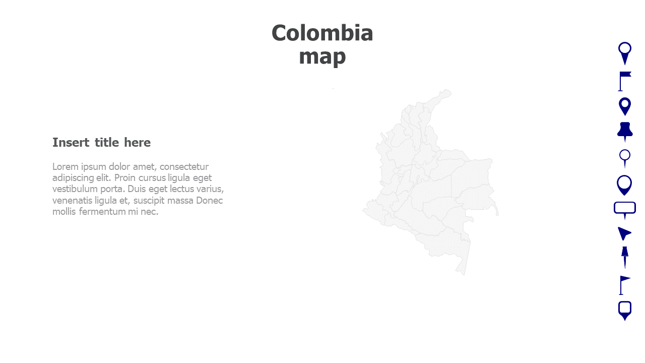 Map,Editable map,pins,countries,counties,infographics,continent,powerpoint,powerpoint infographics,Google slides,Keynote,Colombia map