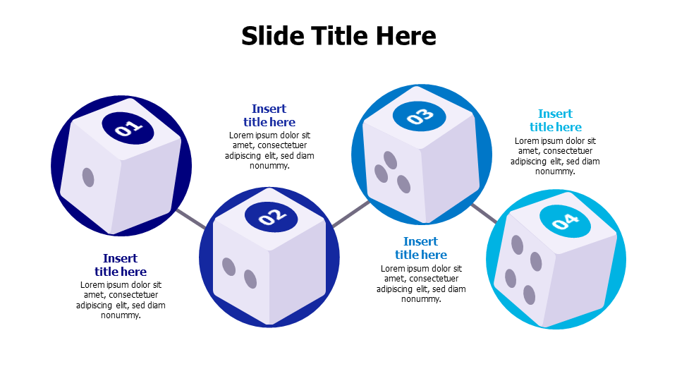 4 dices in flat circles infographic