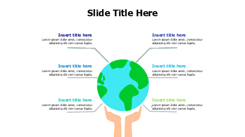 6 points hands holding earth planet infographic