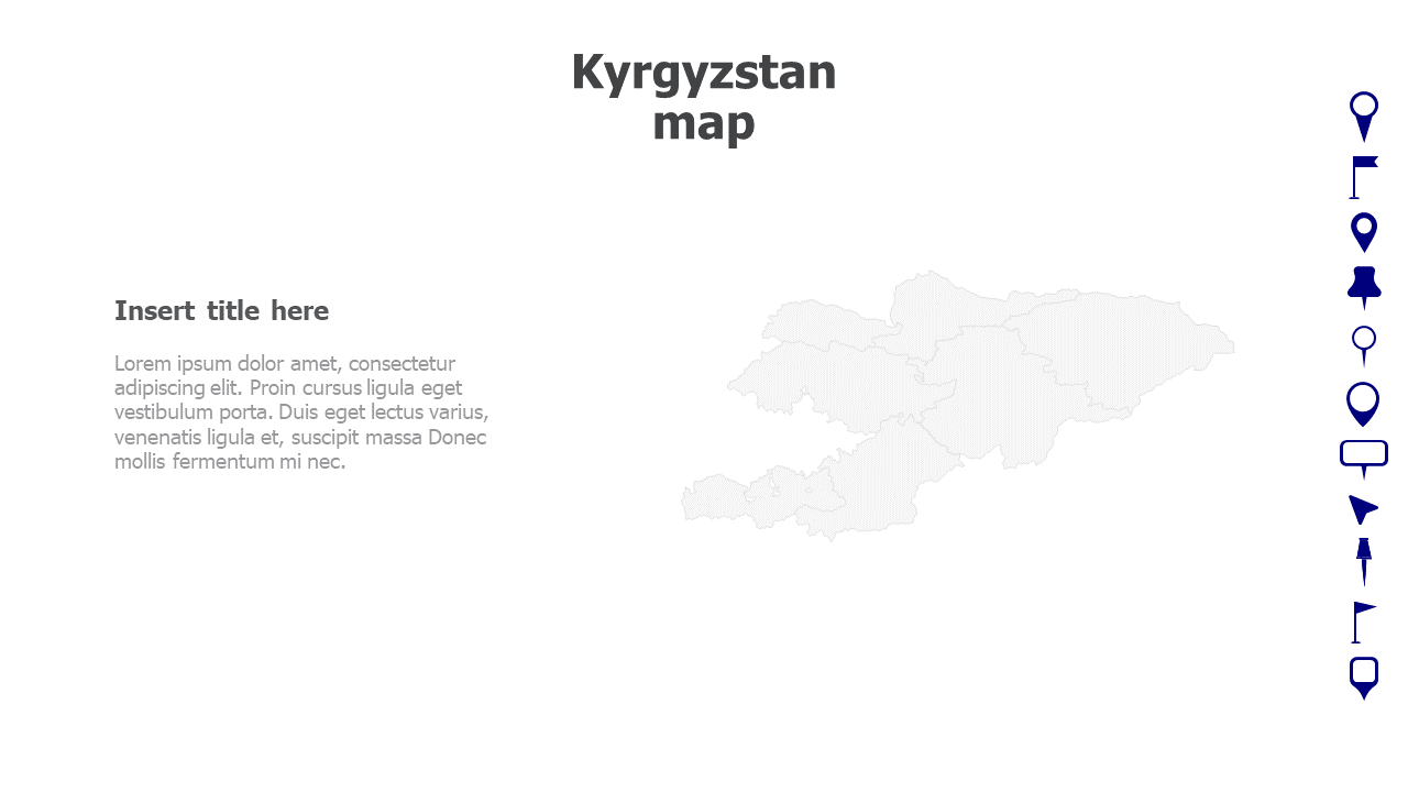 Map,Editable map,pins,countries,counties,infographics,continent,powerpoint,powerpoint infographics,Google slides,Keynote,Kyrgyzstan map