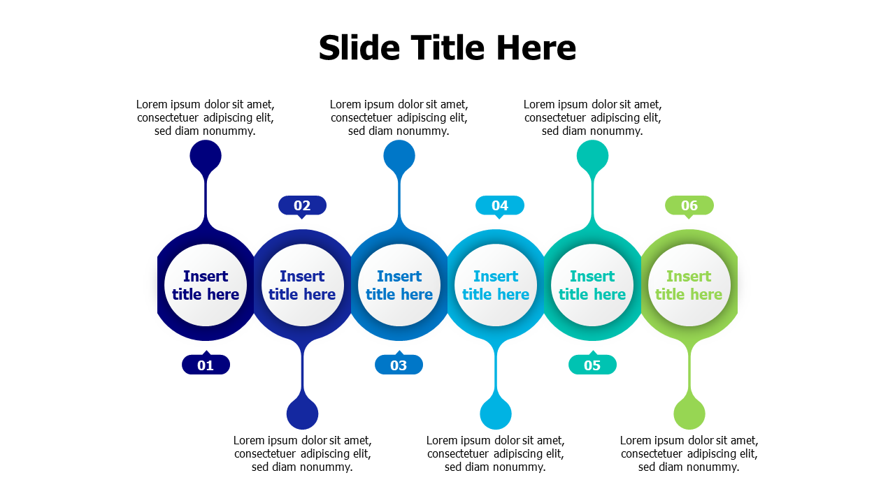 Six Stage Connected Chain Timeline Infographic | PPT Design