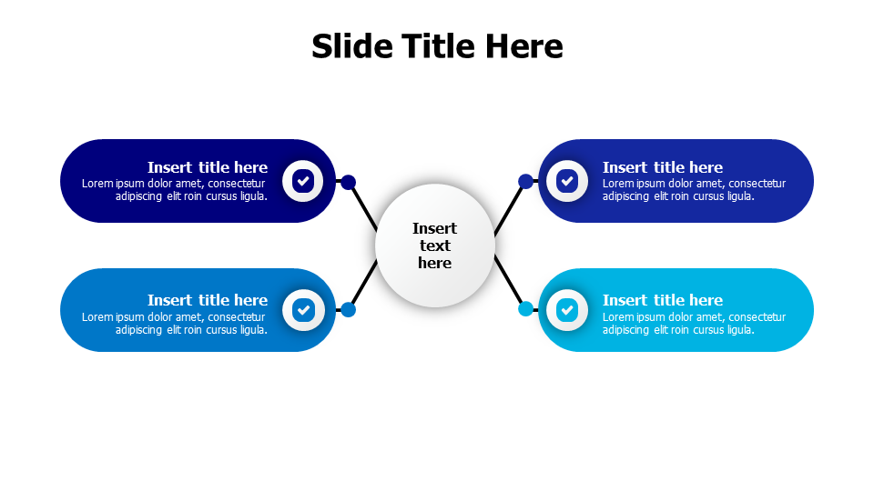 4 points with bold lines branching infographic